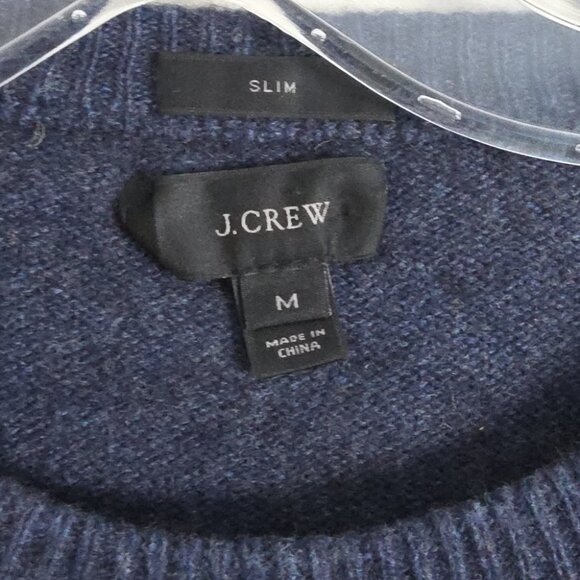J.CREW | Wool Alpaca Crewneck Sweater Elbow Patches Navy Slim MENS Sz M - Picture 5 of 6